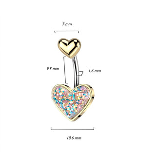 Belly Button Piercing Glitter Heart