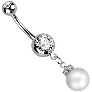 Piercing Ombelico Perla e zircone