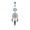 Belly Button Piercing Dream Catcher Zirconia Silver