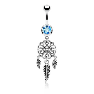 Belly Button Piercing Dream Catcher Zirconia Silver