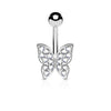 Belly Button Piercing Butterfly Zirconia Silver