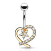 Belly Button Piercing Heart Flower Zirconia