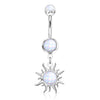 Belly Button Piercing Tribal sun dangle Illuminating synthetic Stone