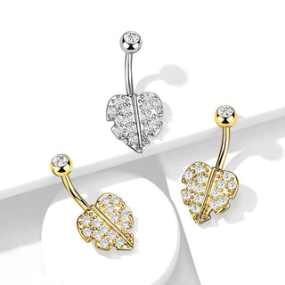 Bauchnabelpiercing Blatt Zirkonia