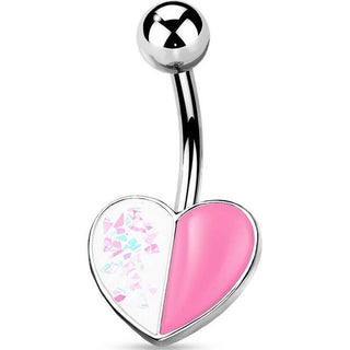 Belly Button Piercing Heart Opal Silver