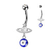 Piercing Nombril planète œil de la chance pendentif zircone