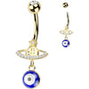 Piercing Nombril planète œil de la chance pendentif zircone