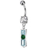 Belly Button Piercing baguette cut glass zirconia