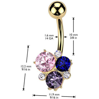 Piercing Nombril pierres multicolores