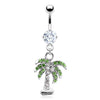 Belly Button Piercing Palm Tree dangle Zirconia