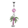 Belly Button Piercing Palm Tree dangle Zirconia