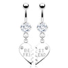 Belly Button Piercing BEST FRIEND Heart dangle Zirconia
