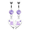 Belly Button Piercing BEST FRIEND Heart dangle Zirconia