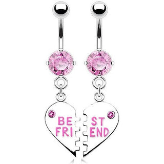 Belly Button Piercing BEST FRIEND Heart dangle Zirconia
