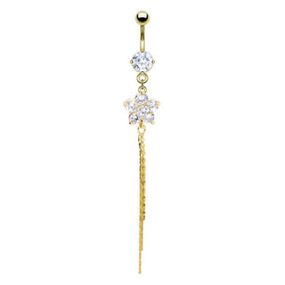 Belly Button Piercing Flower dangle Zirconia