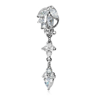 Piercing Ombelico Pendente a goccia zirconi e argento