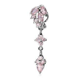 Piercing Ombelico Pendente a goccia zirconi e argento