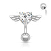 Belly Button Piercing Angel Wings Zirconia Silver