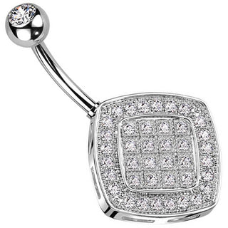 Piercing Ombelico Quadrato con zirconi