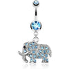 Belly Button Piercing Elephant dangle Zirconia Silver