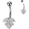 Piercing Nombril laiton titane feuille zircone taillée en marquise