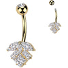 Piercing Nombril laiton titane feuille zircone taillée en marquise