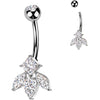 Piercing Nombril laiton titane zircone taillée en marquise