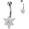 Piercing Nombril laiton titane fleur zircone