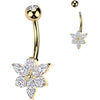 Piercing Nombril laiton titane fleur zircone
