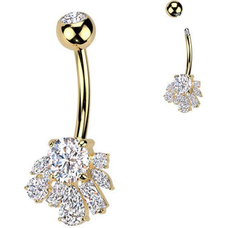 Piercing Nombril laiton titane zircones