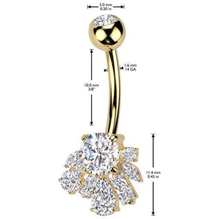 Piercing Nombril laiton titane zircones