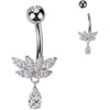 Piercing Nombril laiton titane zircone pendentif larme