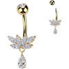 Piercing Nombril laiton titane zircone pendentif larme