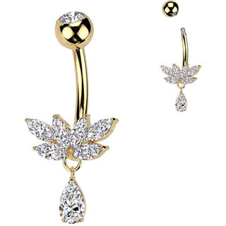 Piercing Nombril laiton titane zircone pendentif larme