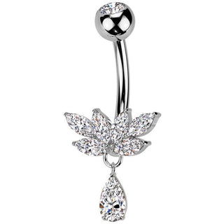 Piercing Nombril laiton titane zircone pendentif larme