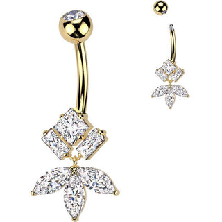 Piercing Nombril laiton titane zircones