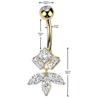 Piercing Nombril laiton titane zircones