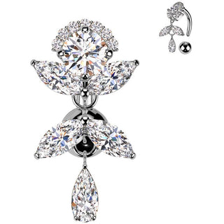 Piercing Nombril laiton titane top down pendentif en zircone