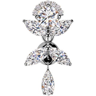 Piercing Nombril laiton titane top down pendentif en zircone