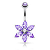 Belly Button Piercing Flower Zirconia