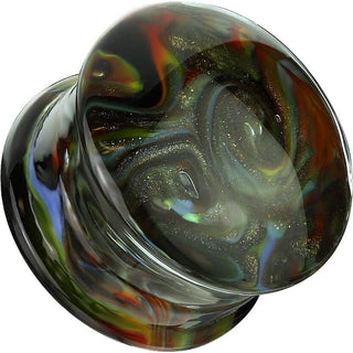 Verre Plug noir avec tourbillon multicolore double flare