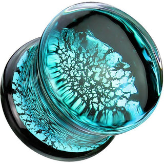 Verre Plug verre double craquelé bleu