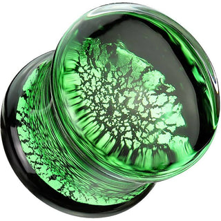 Glass green crackle double flare glass