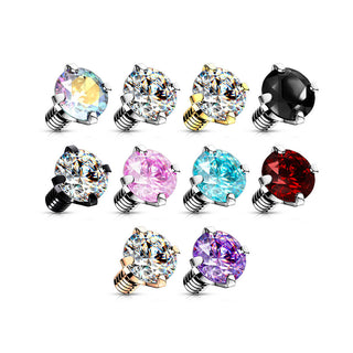Top top round zirconia prong setting Internally Threaded