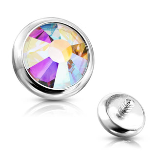 Top Top flat round zirconia bezel setting Internally Threaded