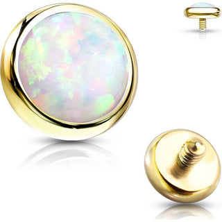 Top top flat round opal bezel setting Internally Threaded