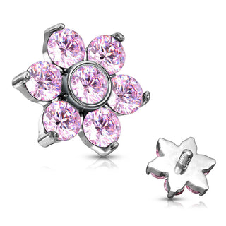 Top top flower zirconia prong setting Internally Threaded