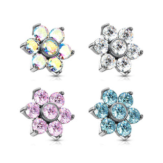 Top top flower zirconia prong setting Internally Threaded