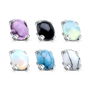 Top top semi-precious stone prong setting Internally Threaded