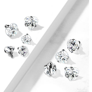 Titanium top heart zirconia prong setting Internally Threaded